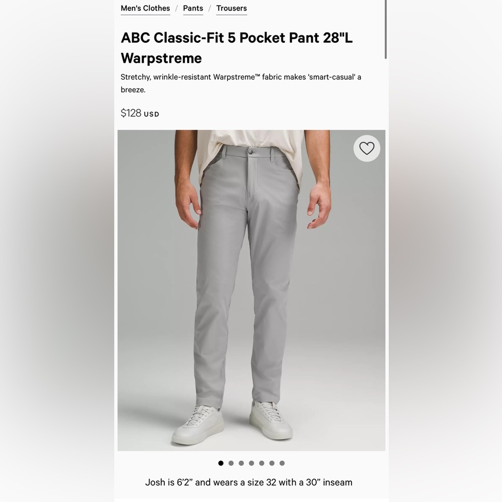 ABC Classic-Fit 5 Pocket Pant 28"L
Warpstreme